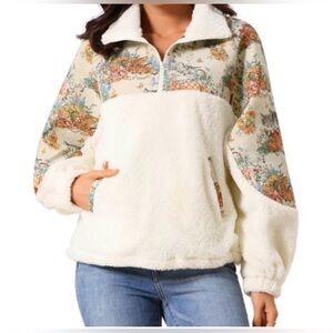 ⭐️NWT Cider Fleece 3/4 Zip Pullover Kitty Print Sweatshirt⭐️